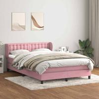Boxspring met matras fluweel roze 160x210 cm
