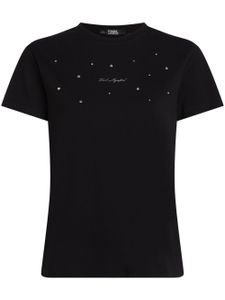 Karl Lagerfeld t-shirt à ornements strassés - Noir