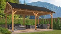 Tuindeco Hamar XL Overkapping type 1 675x445 cm Lariks/Douglashout blank- Zadeldak- Onbehandeld lariks Douglas hout- Tuindeco