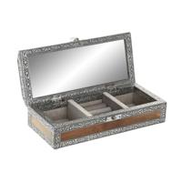 Juwelenkistje Home ESPRIT Zilverkleurig Natuurlijk Hout Aluminium 22,5 x 10 x 6,5 cm
