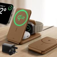 Qi2 3-in-1 Travel Wireless Charging Set Brown