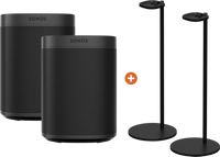 Sonos One SL Duopack + Sonos Speaker Standaard Paar Zwart