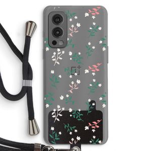 Small white flowers: OnePlus Nord 2 5G Transparant Hoesje met koord