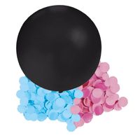 Gender reveal ballon voor party / feestje incl blauw en roze confetti zwart 60 cm   -