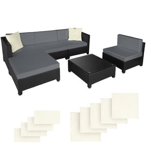 tectake - loungeset met aluminium frame-Wicker tuinset- incl. 2 overtreksets - zwart-403833