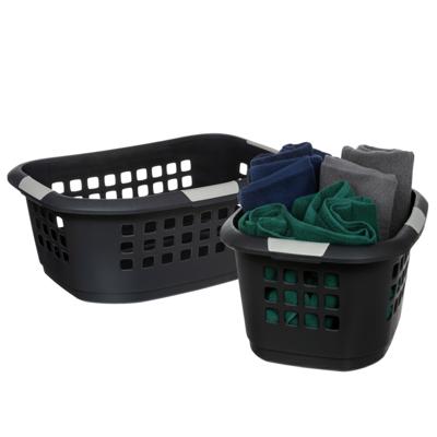 Wasmand extra groot - 2x - antraciet - kunststof - 51 liter - 67 x 47 x 27 cm