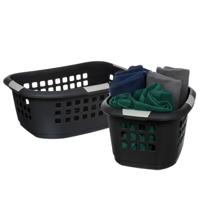 Wasmand extra groot - 2x - antraciet - kunststof - 51 liter - 67 x 47 x 27 cm