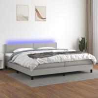 Boxspring met matras en LED stof lichtgrijs 200x200 cm