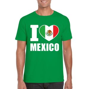 Groen I love Mexico fan shirt heren