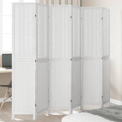 Kamerscherm met 6 panelen massief paulowniahout wit