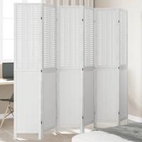 Kamerscherm met 6 panelen massief paulowniahout wit
