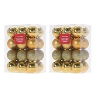 48x Glans/mat/glitter kerstballen goud 3 cm kunststof kerstboom versiering/decoratie   -