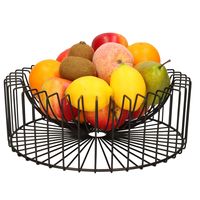 Metalen fruitmand/fruitschaal zwart rond 33 x 12 cm