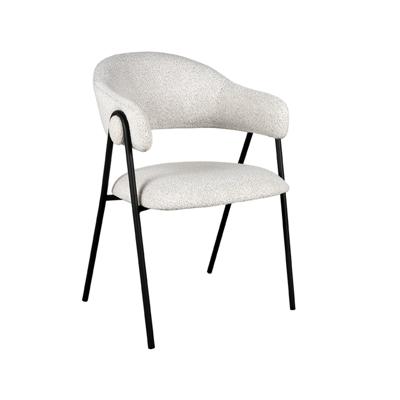 LABEL51 Eetkamerstoel Lowen - Wit - Boucle - Black Frame