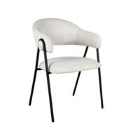 LABEL51 Eetkamerstoel Lowen - Wit - Boucle - Black Frame