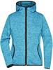 James & Nicholson JN588 Ladies´ Knitted Fleece Hoody - Blue-Melange/Black - S