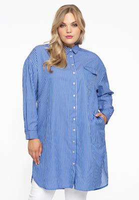 Yoek Blouse-jurk SMALL STRIPE | Blauw | Maat 58/60