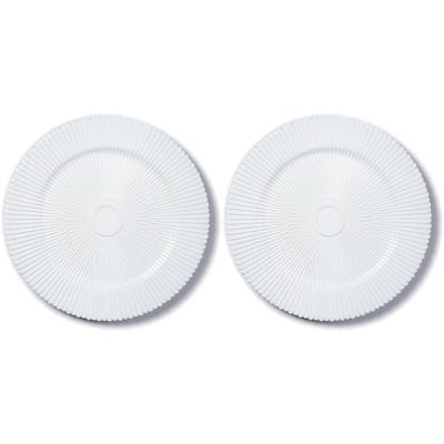 Diner onderborden - 8x - wit - structuur - kunststof - 33 cm - rond - dineren