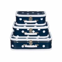 Speelgoedkoffertje navy polka dot 25 cm   -