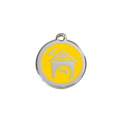 Dog House Yellow roestvrijstalen hondenpenning small/klein dia. 2 cm - Reddingo