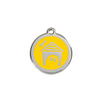Dog House Yellow roestvrijstalen hondenpenning small/klein dia. 2 cm - Reddingo