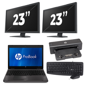 HP ProBook 6560b - Intel Core i3-2e Generatie - 15 inch - 8GB RAM - 240GB SSD - Windows 10 + 2x 23 inch Monitor