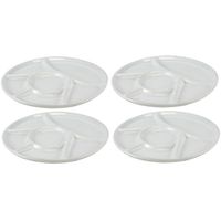 4x Witte fondue/gourmet/bbq borden 22,7 cm 6 vakken - Gourmetborden - thumbnail