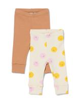HEMA Babyleggings Rib Gezichtjes - 2 Stuks Bruin (bruin)