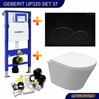 Geberit UP320 Toiletset 37 Aqua Splash Vesta Junior Rimless 47 cm Met Matzwarte Drukplaat - thumbnail