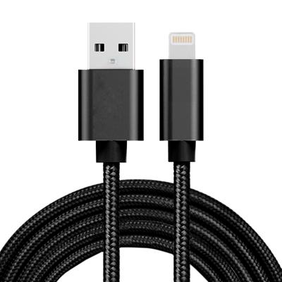 2m 3A geweven stijl metaal hoofd 8 pins naar USB Data / de kabel van de lader voor iPhone X / iPhone 8 & 8 Plus / iPhone 7 & 7 Plus / iPhone 6 & 6s &