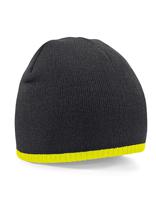 Beechfield CB44C Two-Tone Pull-On Beanie - Black/Fluorescent Yellow - One Size
