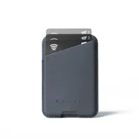 Mujjo Magsafe lederen card portomonee - Steel Blue