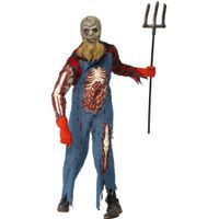 Hill Billy Boer zombie kostuum met wond - thumbnail