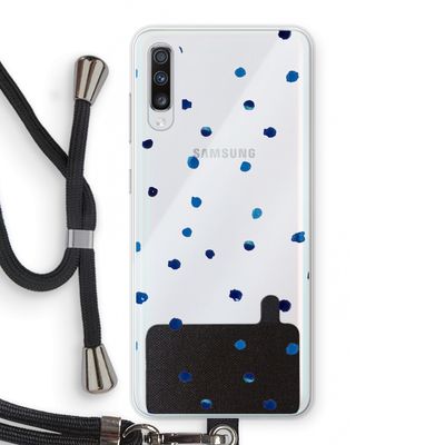 Blauwe stippen: Samsung Galaxy A70 Transparant Hoesje met koord