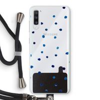 Blauwe stippen: Samsung Galaxy A70 Transparant Hoesje met koord