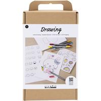 Creativ Company Hobbyset tekenen, gemengde figuren, pastelkleuren, 1 doos