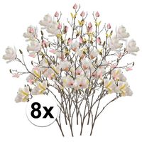 8x Creme Magnolia kunstbloemen tak 105 cm - thumbnail