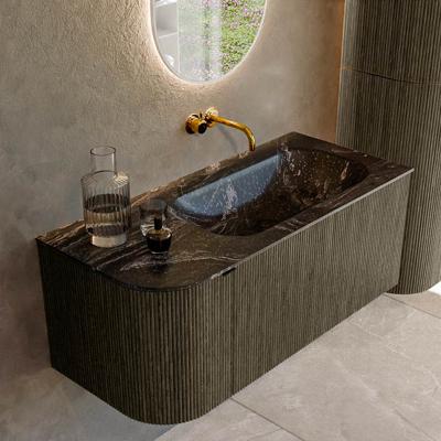 Badmeubel Mondiaz Kurve-Dlux | 105 cm cm | Meubelkleur Shadow | Wastafelkleur Lava | Solid surface | Wasbak rechter zijde spoelbak | Zonder kraangat(en)