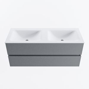 MONDIAZ VICA 120cm badmeubel onderkast Plata 2 lades. Wastafel CLOUD dubbel zonder kraangat, kleur Talc.