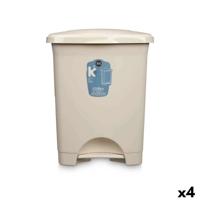 Pedaalemmer Beige Plastic 30 L (4 Stuks)