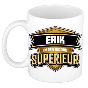 Naam mok Erik - wit - Superieur - keramiek - 300 ml - cadeau collega beker