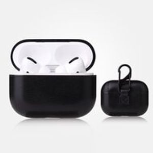 AirPods Pro / AirPods Pro 2 lederen hoesje - Met bevestigingsclip - Zwart