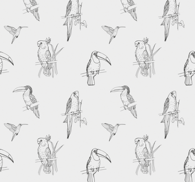 Dieren behang Getrokken vogel patroon