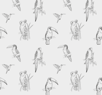 Dieren behang Getrokken vogel patroon