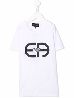 Emporio Armani Kids t-shirt à logo imprimé - Blanc