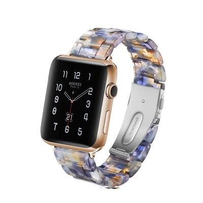 Eenvoudige mode hars horlogebandje voor Apple Watch serie 5 & 4 44mm & serie 3 & 2 & 1 42mm (blauwe oceaan)
