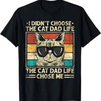Cat Dad Funny T-Shirt - Men's 100% Cotton Short Sleeve Tee L