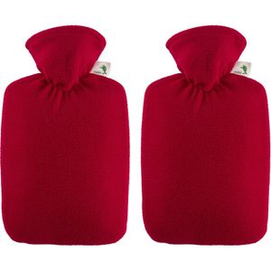 2x Fleece kruiken rood 1,8 liter met hoes