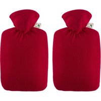 2x Fleece kruiken rood 1,8 liter met hoes - thumbnail