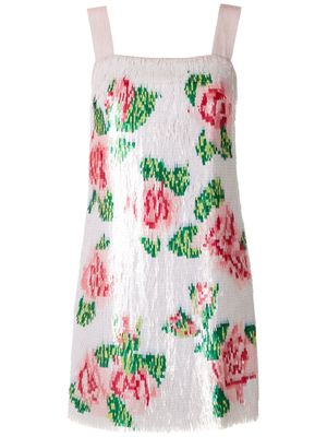 Dolce & Gabbana robe courte imprimée à sequins - Blanc
